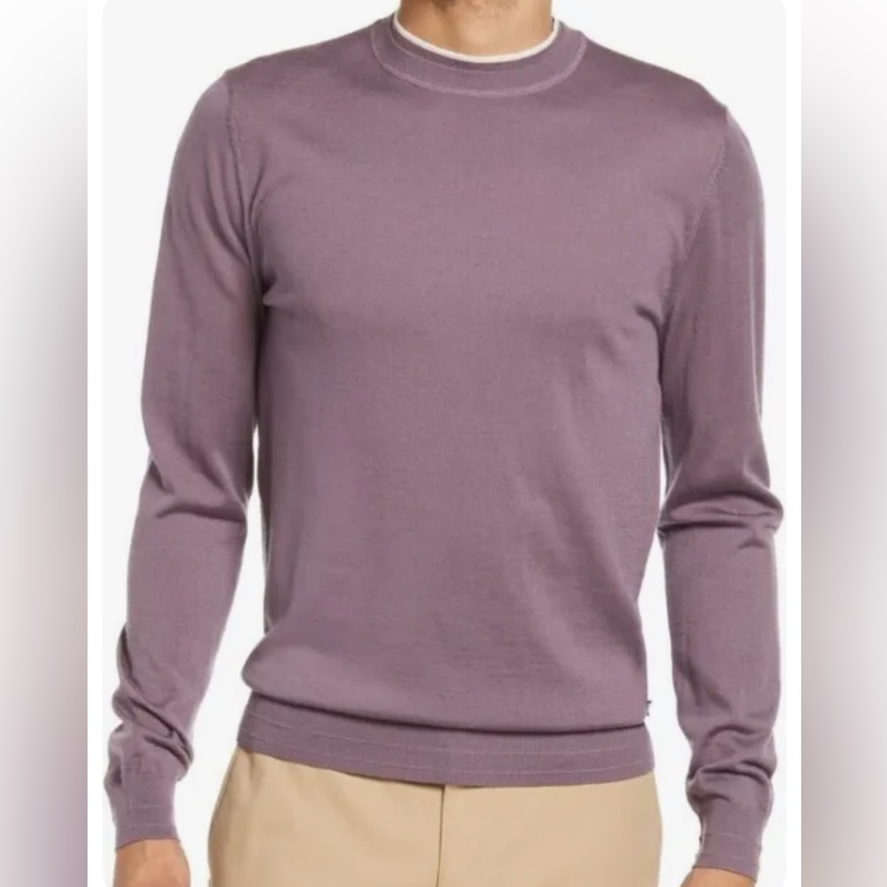 Hugo Boss Men Size XL Blue Crewneck Performance Wool Knit Sweater Pullover